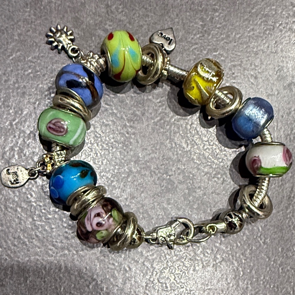 Colorful Beaded Charm Bracelet